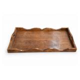 Scalloped Wooden Tray with Cutout Handles