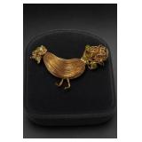 Bird-Form Gold-Tone Wirework Brooch