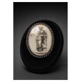 Oval Figural Relief Brooch with Rope-Twist Border