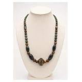 Graduated Mixed-Bead Necklace with Center Bead
