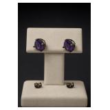 Sterling Silver Purple Stud Earrings