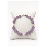 14k Gold-Fill Purple and White Beaded Bracelet