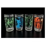 Four Wizard of Oz Decorated Glass Tumblers