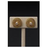 Bergere Gold-Tone Domed Stud Earrings, Pair