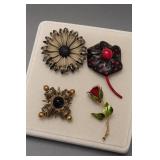 Mixed Lot of Four Costume Brooches