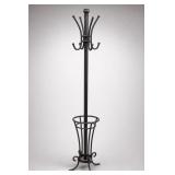 Black Metal Coat Rack with Umbrella Stand