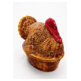 Turkey-Form Ceramic Covered Dish