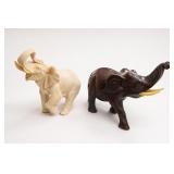 Pair of Carved Elephant Figurines