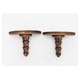 Pair of Carved Wood Wall Shelf Brackets