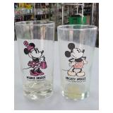 Mickey and Minnie Mouse Glass Tumblers