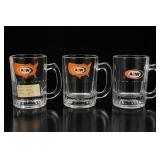 Three A&W Advertising Glass Mugs, Map & Oval Logos