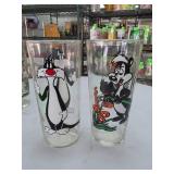 Pair of Looney Tunes Character Glass Tumblers