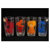 Set of Four Clear Glass Animal Alphabet Tumblers
