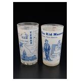 Pair Texas & Billy the Kid Museum Glass Tumblers