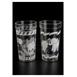Pair of Clear Decorated Glass Tumblers
