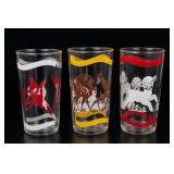 Animal-Motif Glass Tumblers w/ Colored Wavy of 3