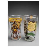 Pair of Davy Crockett Alamo Glass Tumblers