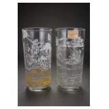 Davy Crockett Alamo Glass Tumblers, Pair