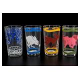 Set of Four Decorated Animal & Drinking Glasses