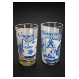 Pair Oregon & Minnesota State Glass Tumblers