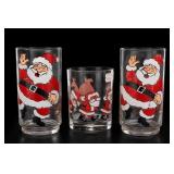 Set of 3 Christmas Santa, Reindeer Glass Tumblers