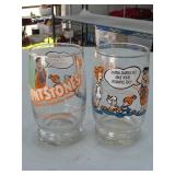 1985 Flintstones Vitamin Glasses, Pair
