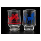 Pair of Clear Footed Equine-Motif Tumblers