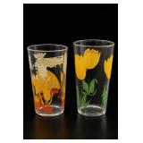 Pair of Floral Glass Tumblers