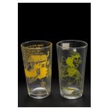 Pair of Vintage Illustrated Glass Tumblers