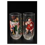 Pair Coca-Cola Christmas Santa Glass Tumblers