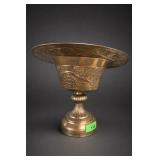 Floral Embossed Footed Metal Compote