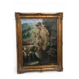 Framed Woman with Butterfly Painting