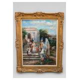 Framed Italianate Garden Staircase Painting