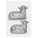 Lot of 2 Lamb-Shaped Metal Cake Molds, & Small