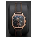 Volako Rose-Gold-Tone Wristwatch, Black Dial, Date