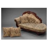 Ornate Carved Wood Chaise Lounge/Settee