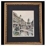Framed Architectural Cityscape with Dome