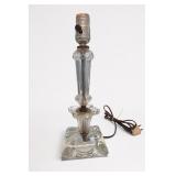 Clear Pressed-Glass Table Lamp Without Shade