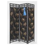 Three-Panel Animal-Pattern Folding Screen