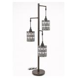 Three-Light Geometric Drum-Shade Floor Max 60W