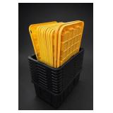 Lot of 11 Black and Yellow Plastic Storage Bins