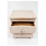 White-Painted Two-Drawer Bedside Table Floral Trim