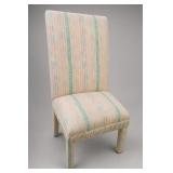 Pastel Striped Upholstered High-Back Armless Chair