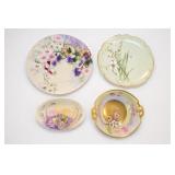 Mixed Floral Porcelain Plates & France Mark