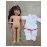 American Girl Doll with White Jumpsuit