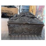 Ornate Cast-Metal Casket with Reclining Figure