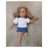 American Girl Doll in Blouse and Denim Skirt