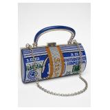 label Rhinestone Evening Clutch w/ Hand Mirror