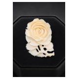 Unmarked Cream-White Rose Brooch