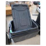 Large Black Molded-Plastic Rolling Storage Case